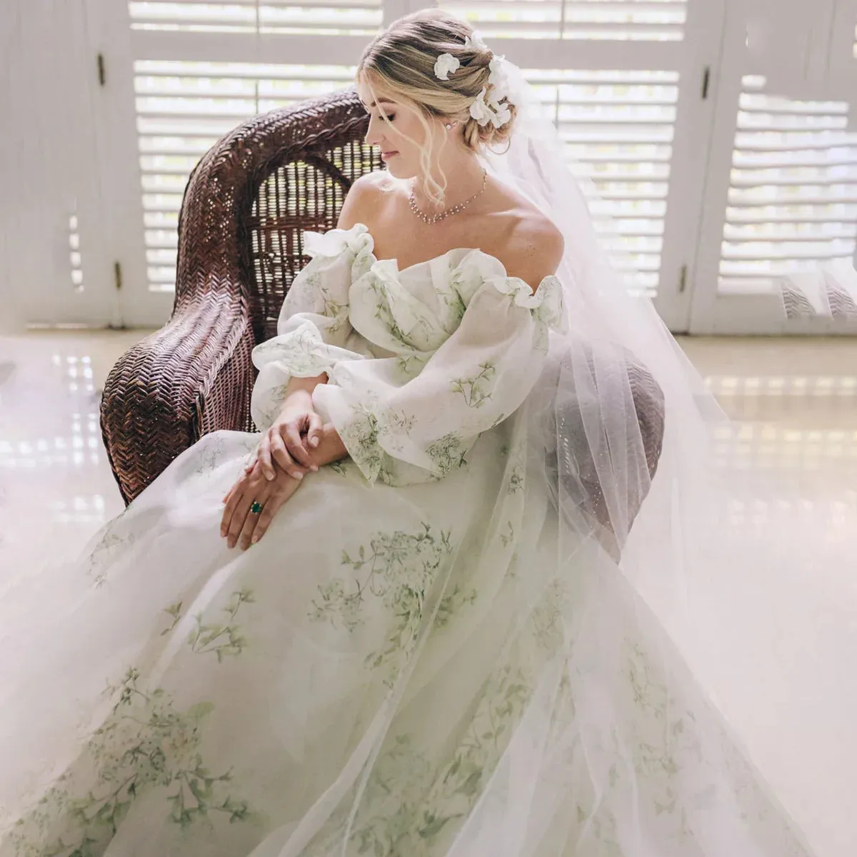 Danica | A-Line Floral Appliqued Majesty Bridal Wedding Dress with Ruffles