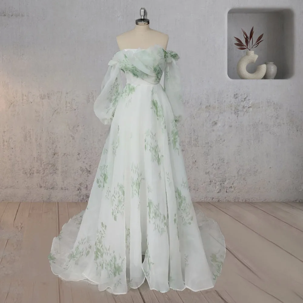 Danica | A-Line Floral Appliqued Majesty Bridal Wedding Dress with Ruffles