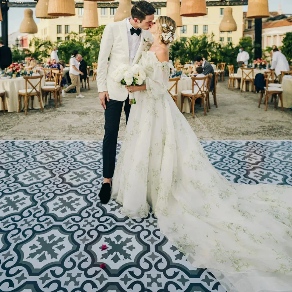 Danica | A-Line Floral Appliqued Majesty Bridal Wedding Dress with Ruffles