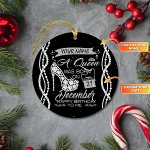 December Queen Circle Ceramic Ornament  Birthday Gift (White)