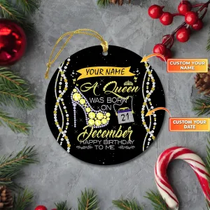 December Queen Circle Ceramic Ornament  Birthday Gift (Yellow)