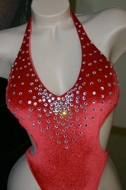 Deep Red One-piece Figure Competition Suit