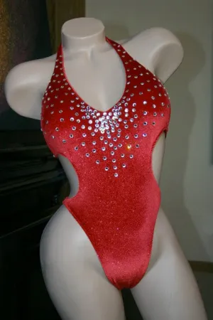 Deep Red One-piece Figure Competition Suit