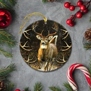 Deer Hunting Circle Ceramic Ornament Christmas Gift