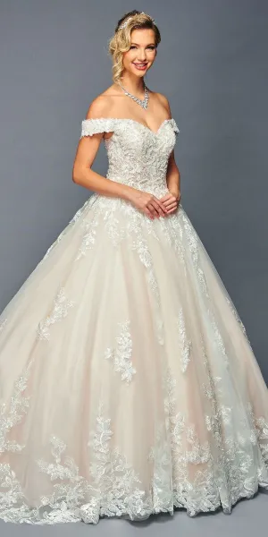 DeKlaire Bridal 475 Long Off the Shoulder Sweetheart Neck Wedding Ballgown