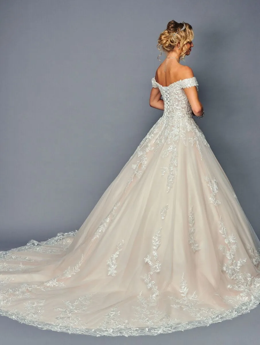 DeKlaire Bridal 475 Long Off the Shoulder Sweetheart Neck Wedding Ballgown