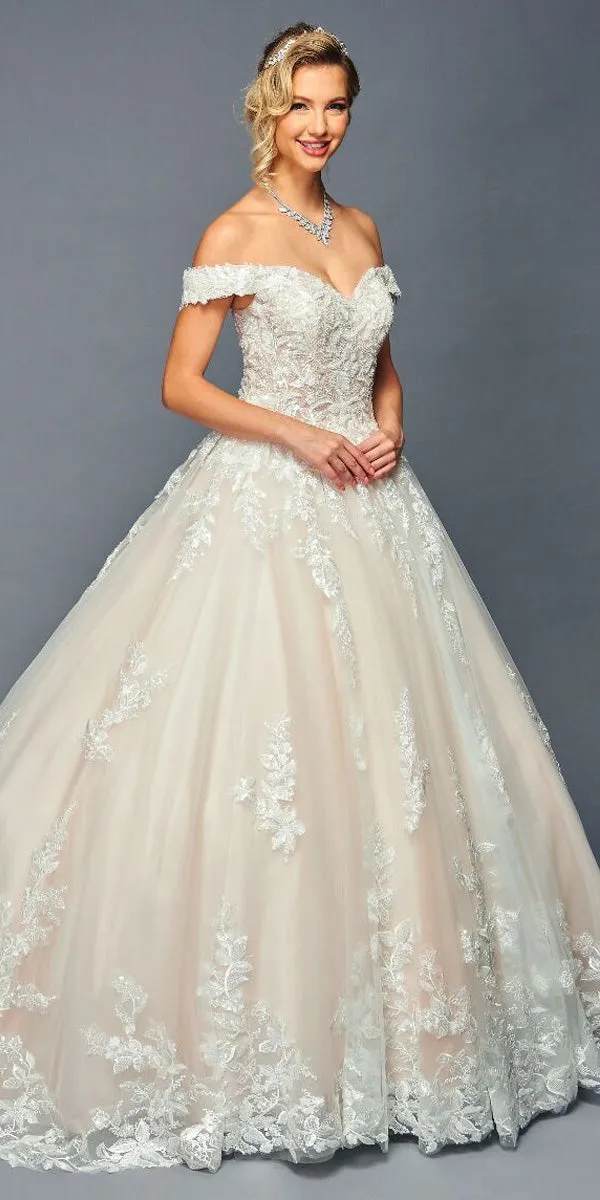 DeKlaire Bridal 475 Long Off the Shoulder Sweetheart Neck Wedding Ballgown