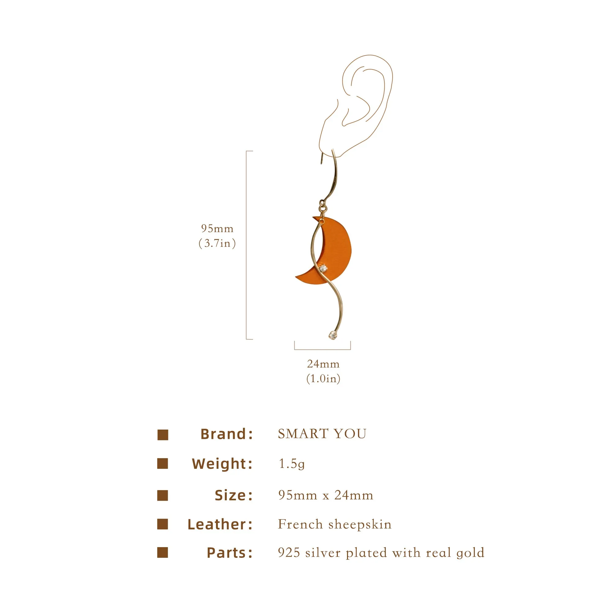 DIY Leather Kits - Moon Angel Style Earring