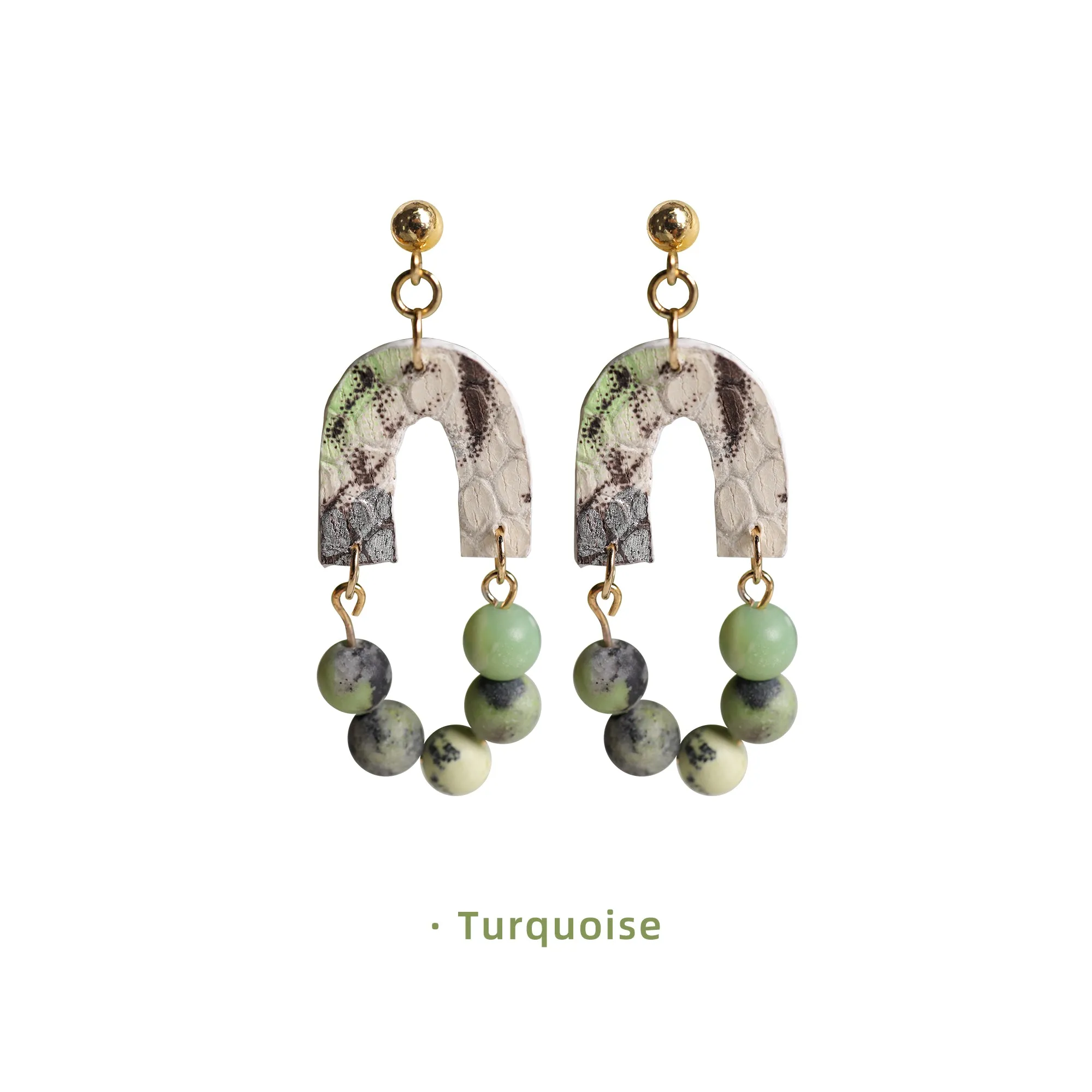 DIY Leather Kits - Oval Style Earring of Turquoise Hymn