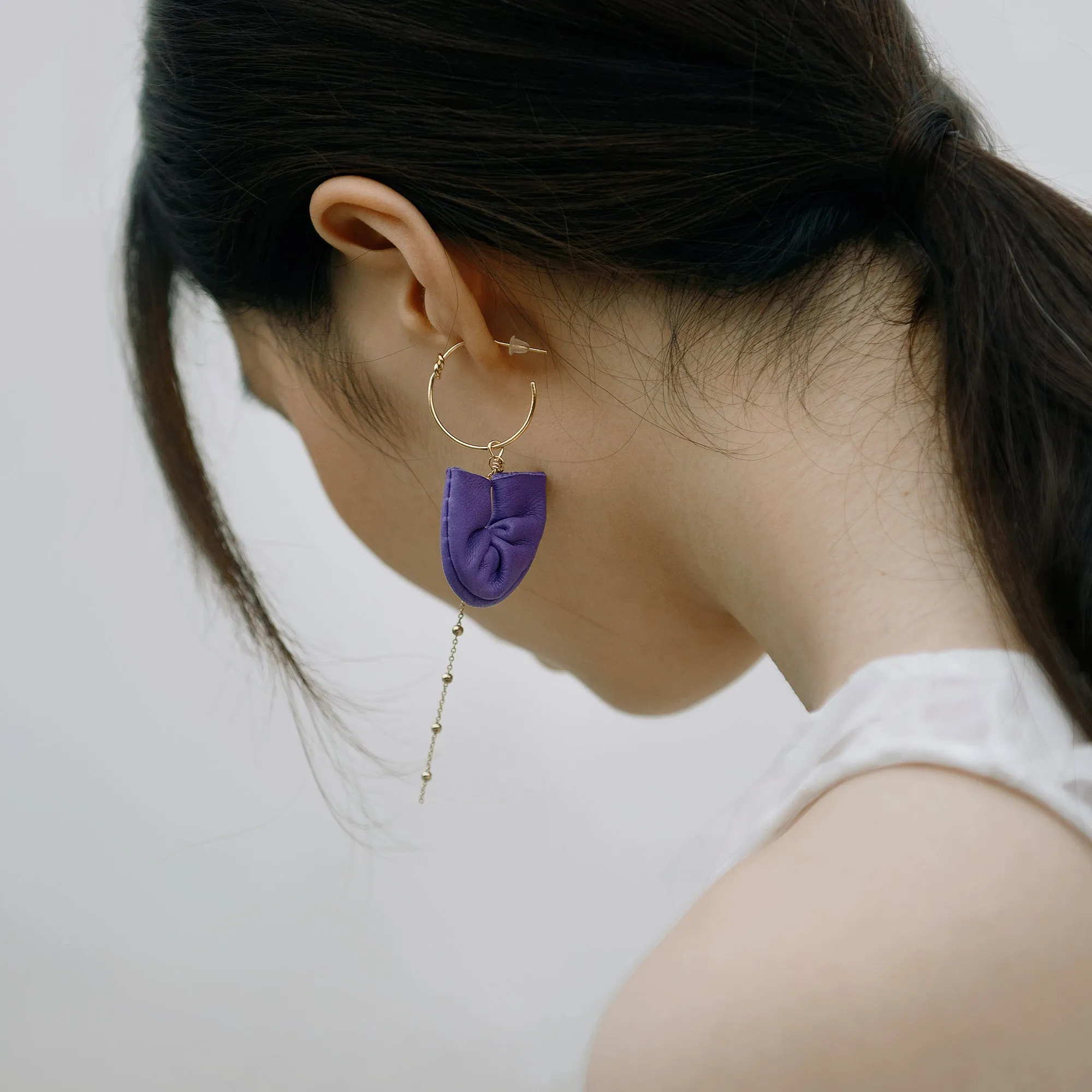 DIY Leather Kits - Party Girl Fluttering Purple Flowers Style Earring