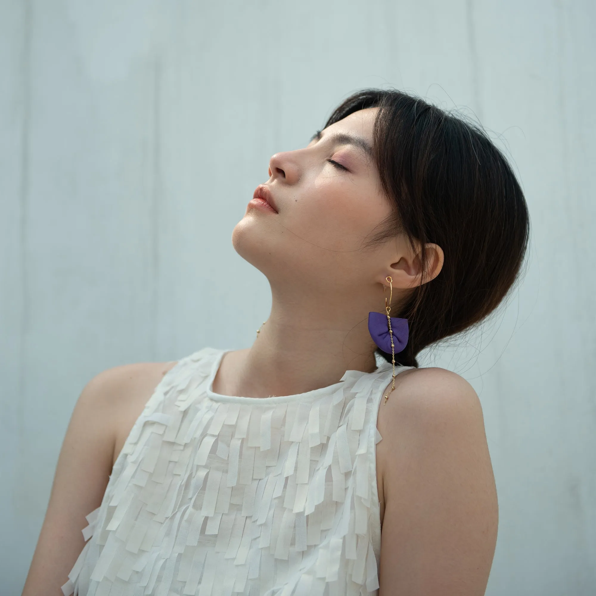 DIY Leather Kits - Party Girl Fluttering Purple Flowers Style Earring