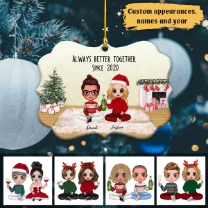 Doll Couple Christmas Gift For Your Sweetheart Personalized Circle Ornament Couple Custom Shaped Ornament Version 2