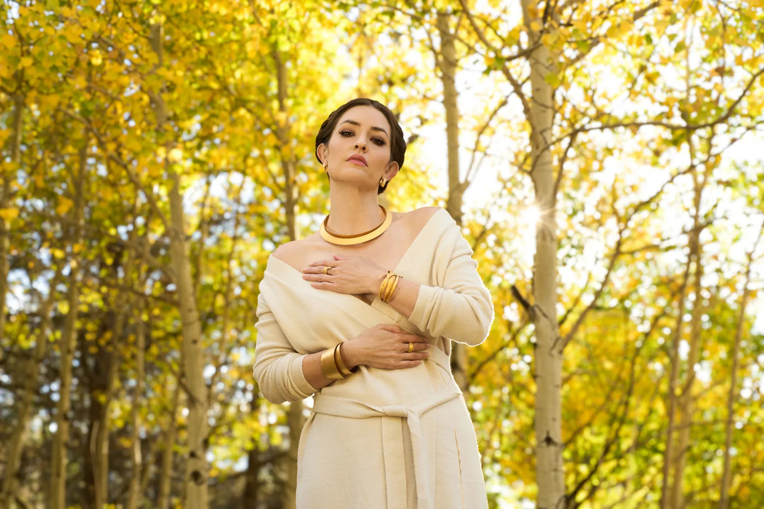 Double Circle Gold Necklace