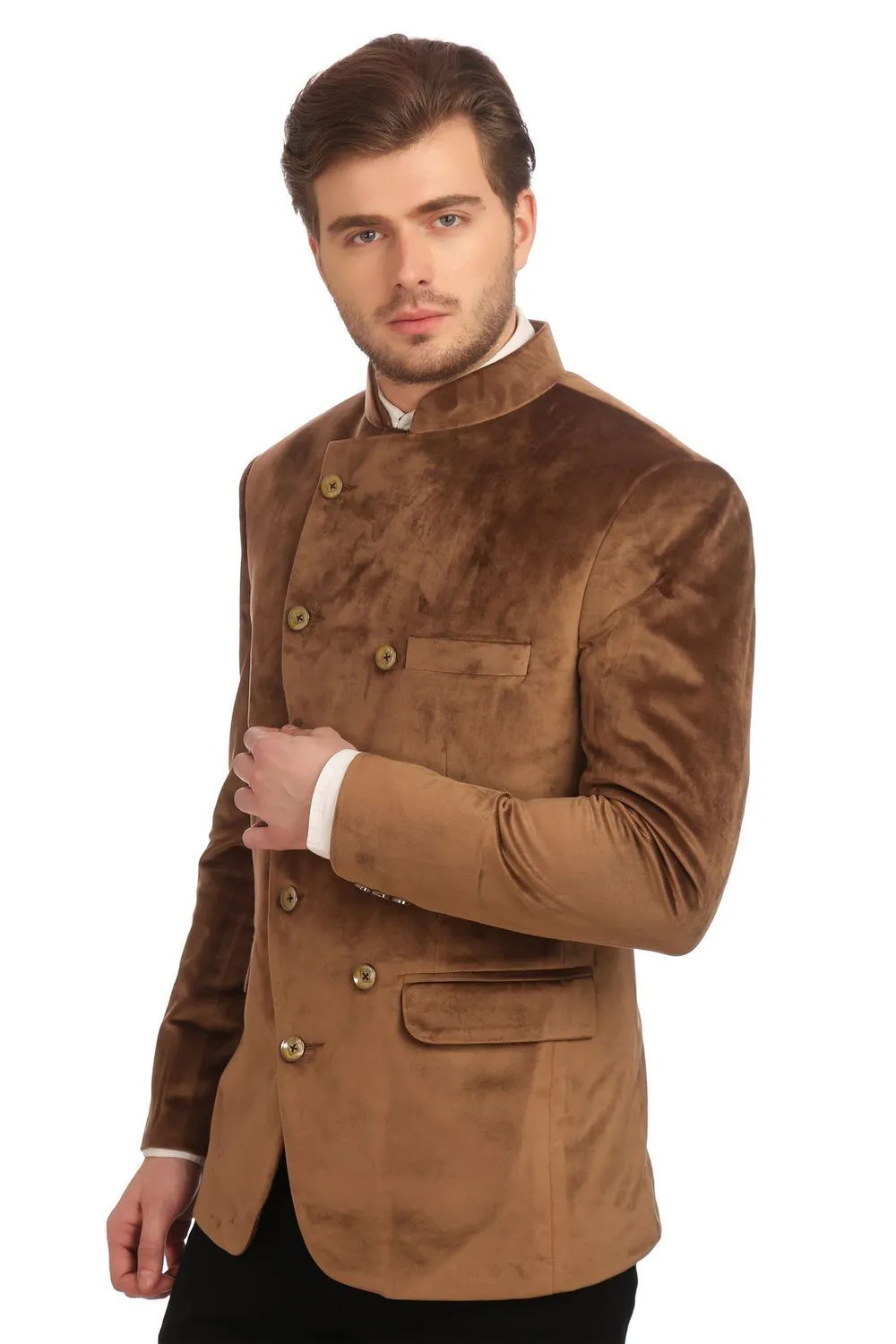 Dust Free Velvet Gold Bandhgala