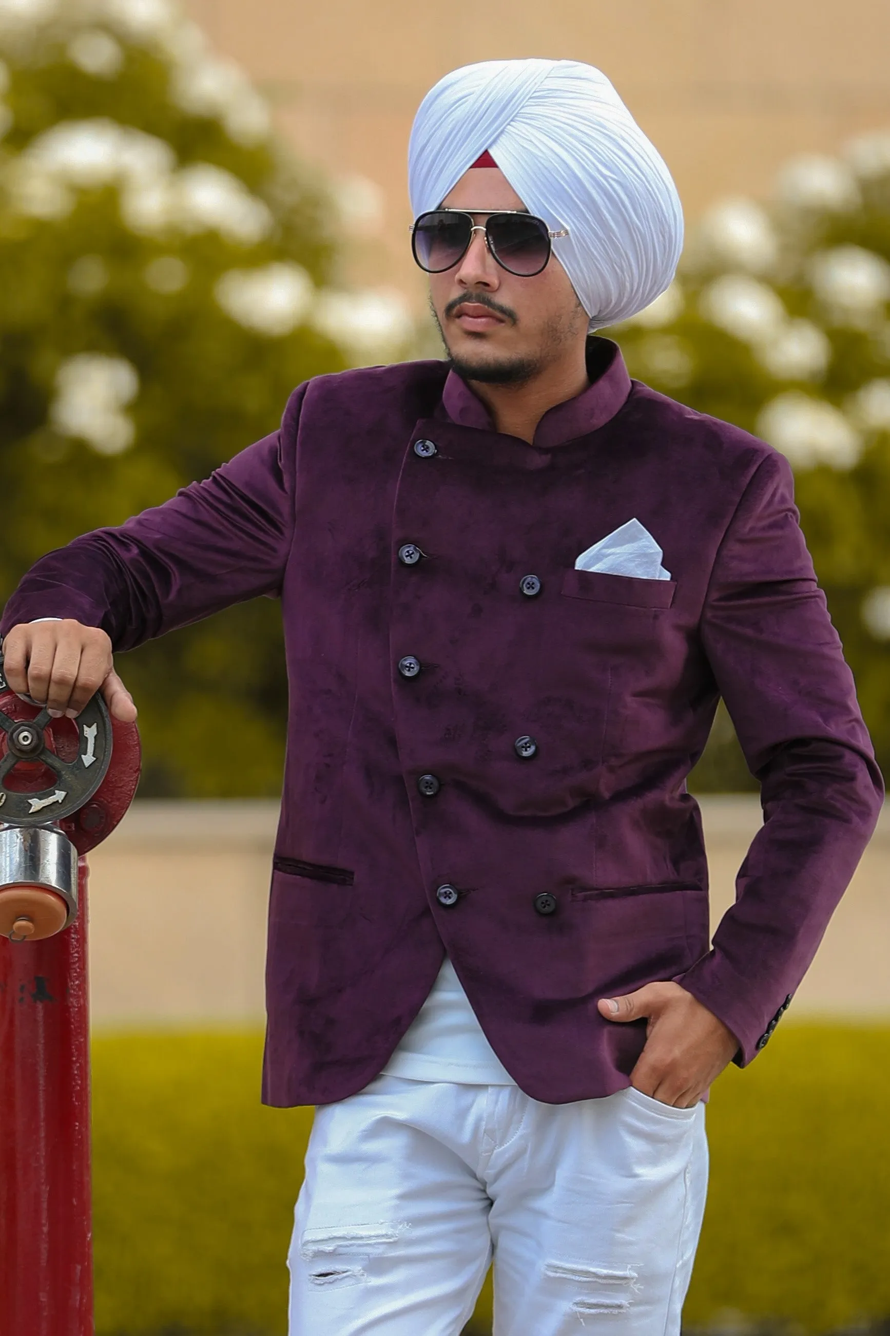 Dust Free Velvet Red Bandhgala