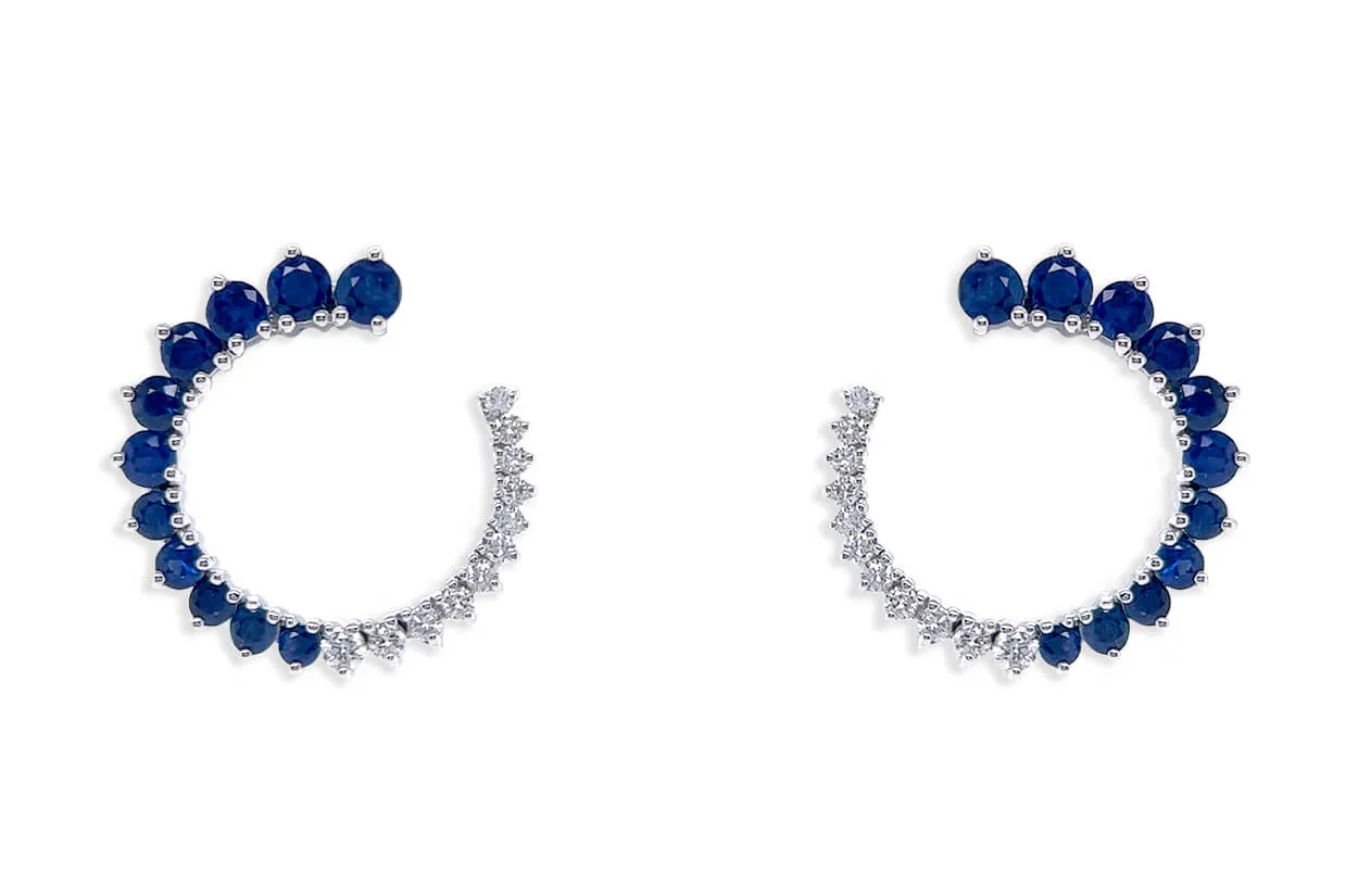 Earrings 18kt Gold Open Circle Gems & Diamonds Studs