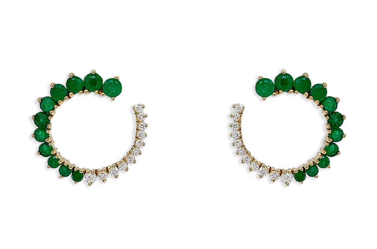 Earrings 18kt Gold Open Circle Gems & Diamonds Studs