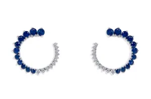 Earrings 18kt Gold Open Circle Gems & Diamonds Studs
