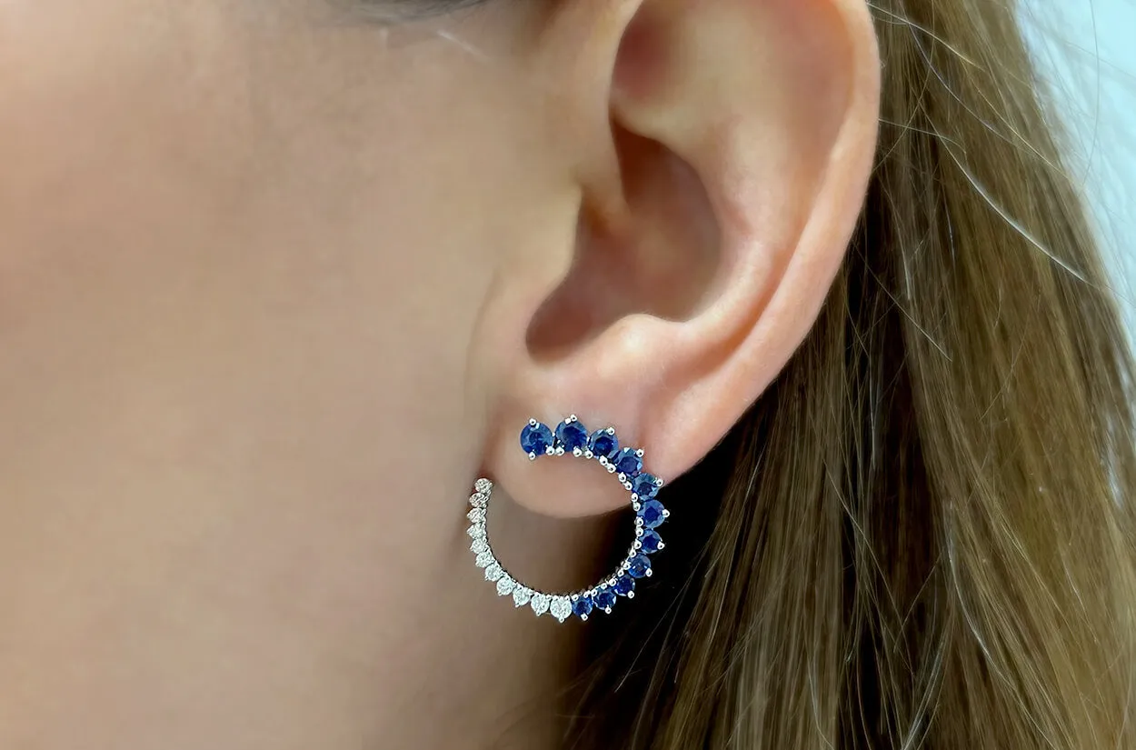 Earrings 18kt Gold Open Circle Gems & Diamonds Studs