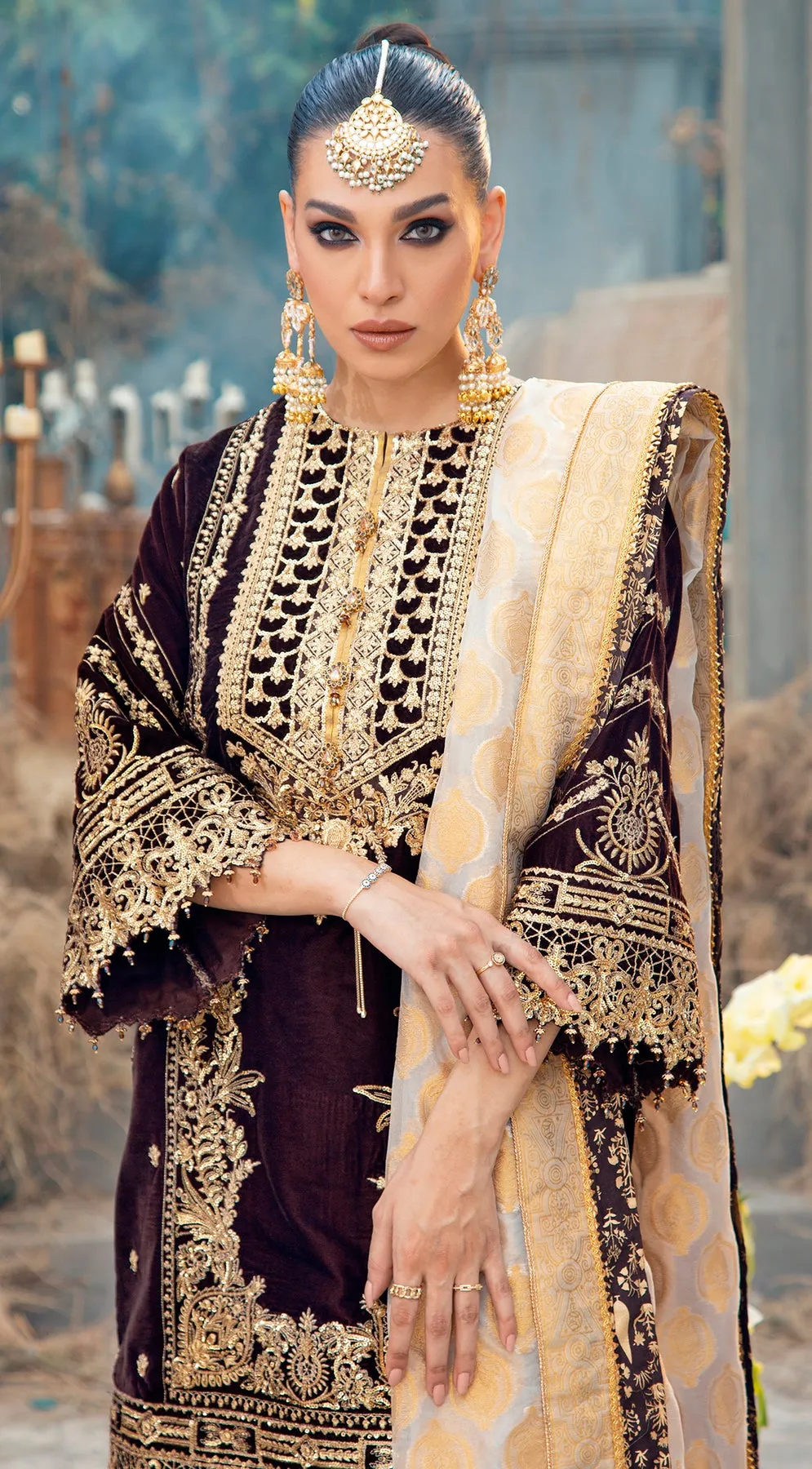 ELAN VL 121-03 |  Anaya by Kiran Chaudhry Velour De Fete '21 | Unstitched Embroidered Velvet Suits