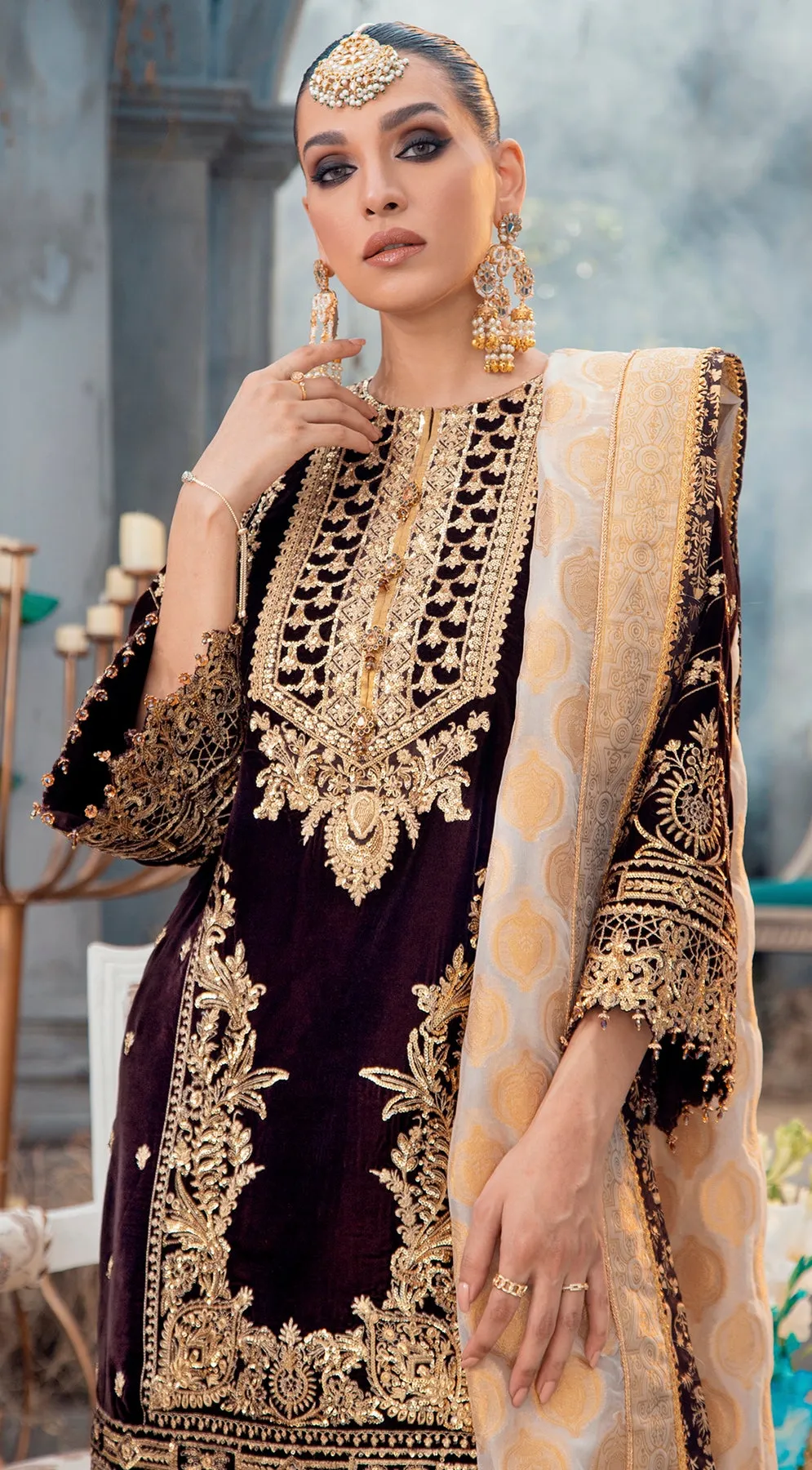 ELAN VL 121-03 |  Anaya by Kiran Chaudhry Velour De Fete '21 | Unstitched Embroidered Velvet Suits