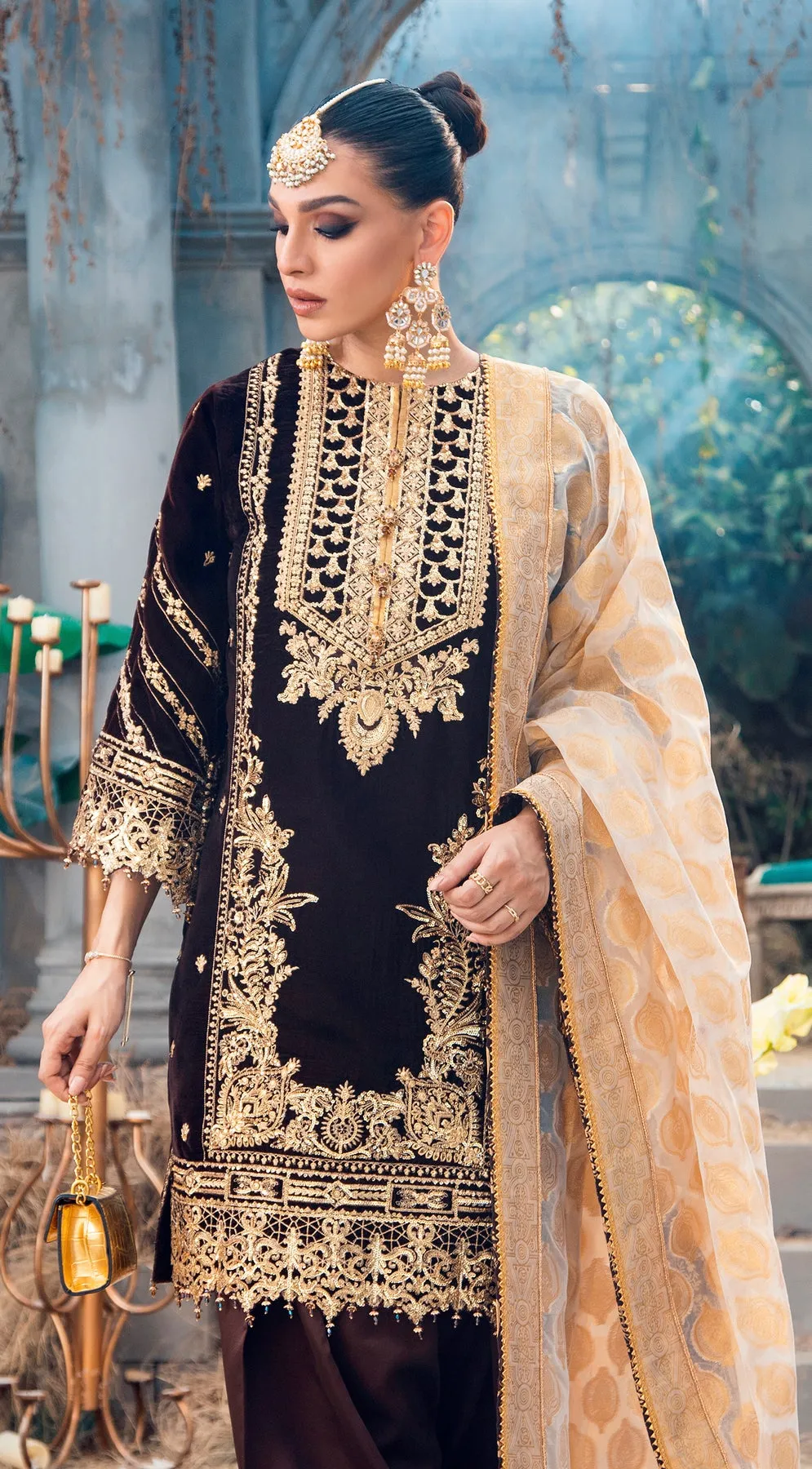ELAN VL 121-03 |  Anaya by Kiran Chaudhry Velour De Fete '21 | Unstitched Embroidered Velvet Suits