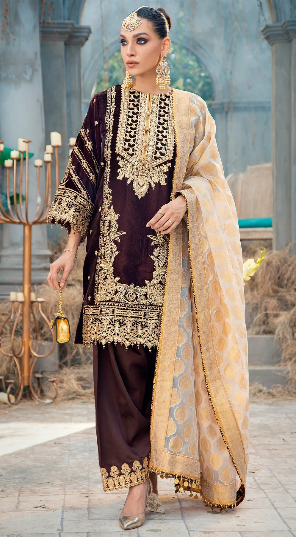 ELAN VL 121-03 |  Anaya by Kiran Chaudhry Velour De Fete '21 | Unstitched Embroidered Velvet Suits
