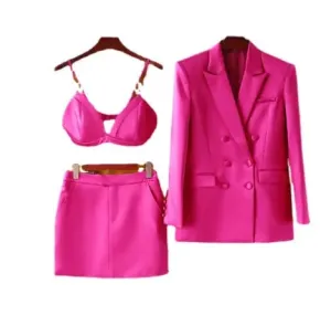 Elegant French Suit Set - Stylish Jacket Vest Skirt for Special Occasions