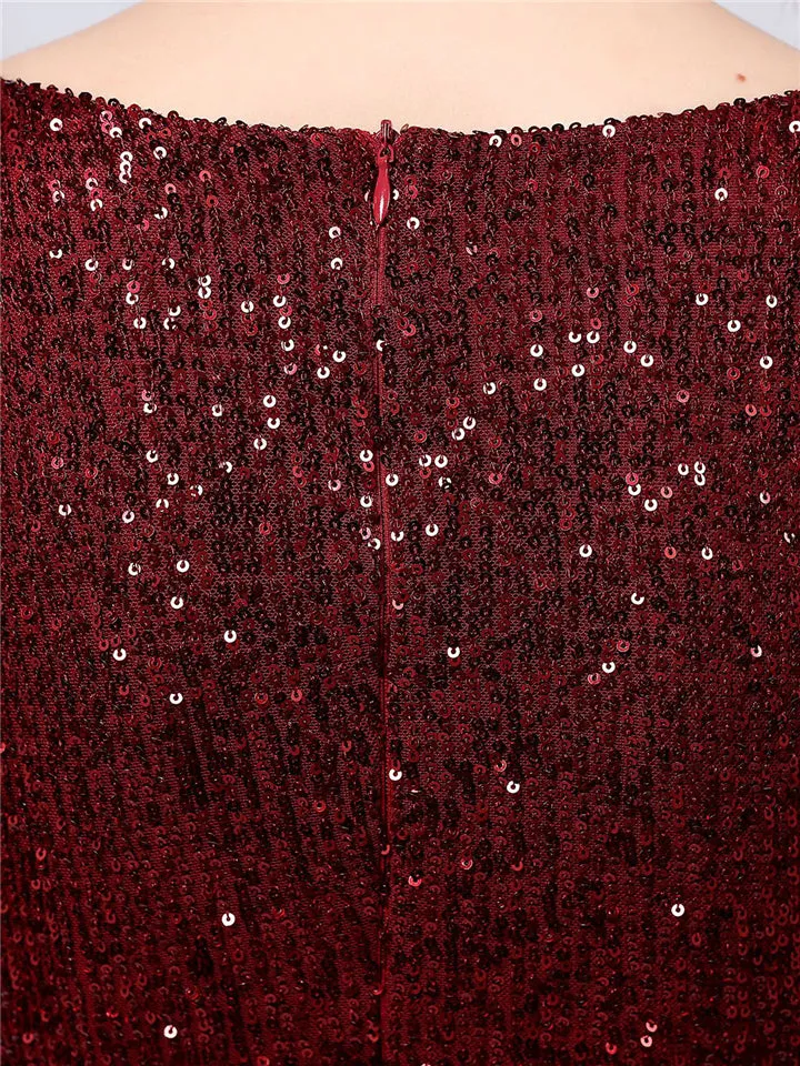 Elegant Sexy Deep-V Design Solid Color Split Decorated Sequins Evening Dresses