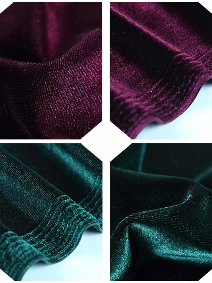 Elegant Velvet Wrap Neck Long Sleeve Maxi Dress for Evening