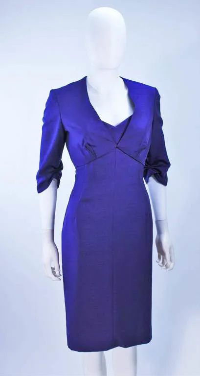 ELIZABETH MASON COUTURE Purple Silk Spaghetti Strap Cocktail