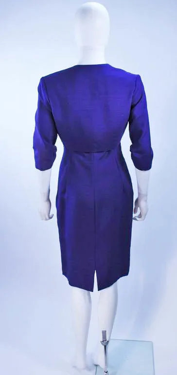 ELIZABETH MASON COUTURE Purple Silk Spaghetti Strap Cocktail
