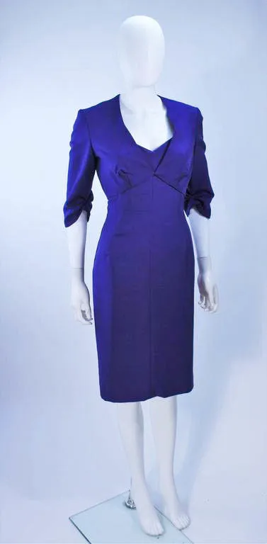 ELIZABETH MASON COUTURE Purple Silk Spaghetti Strap Cocktail