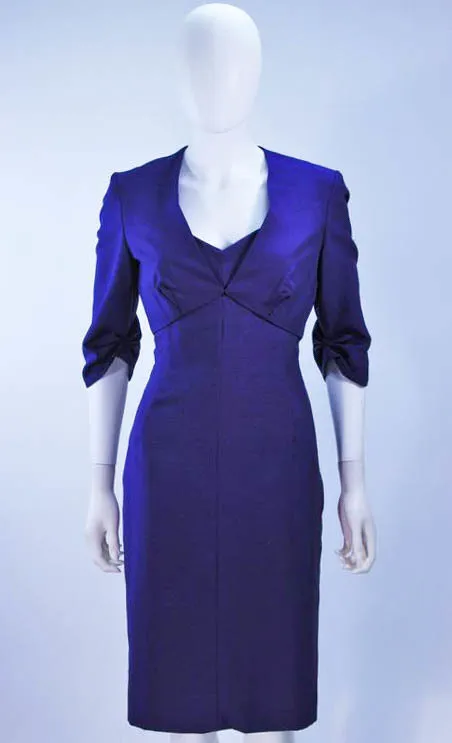 ELIZABETH MASON COUTURE Purple Silk Spaghetti Strap Cocktail
