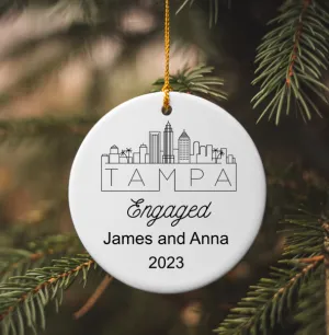 Engaged Major City Ceramic Circle Ornament