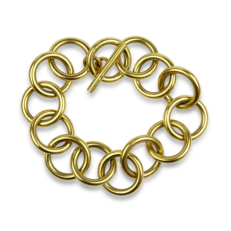 Estate 18K Yellow Gold Heavy Circle Link Bracelet