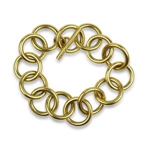 Estate 18K Yellow Gold Heavy Circle Link Bracelet