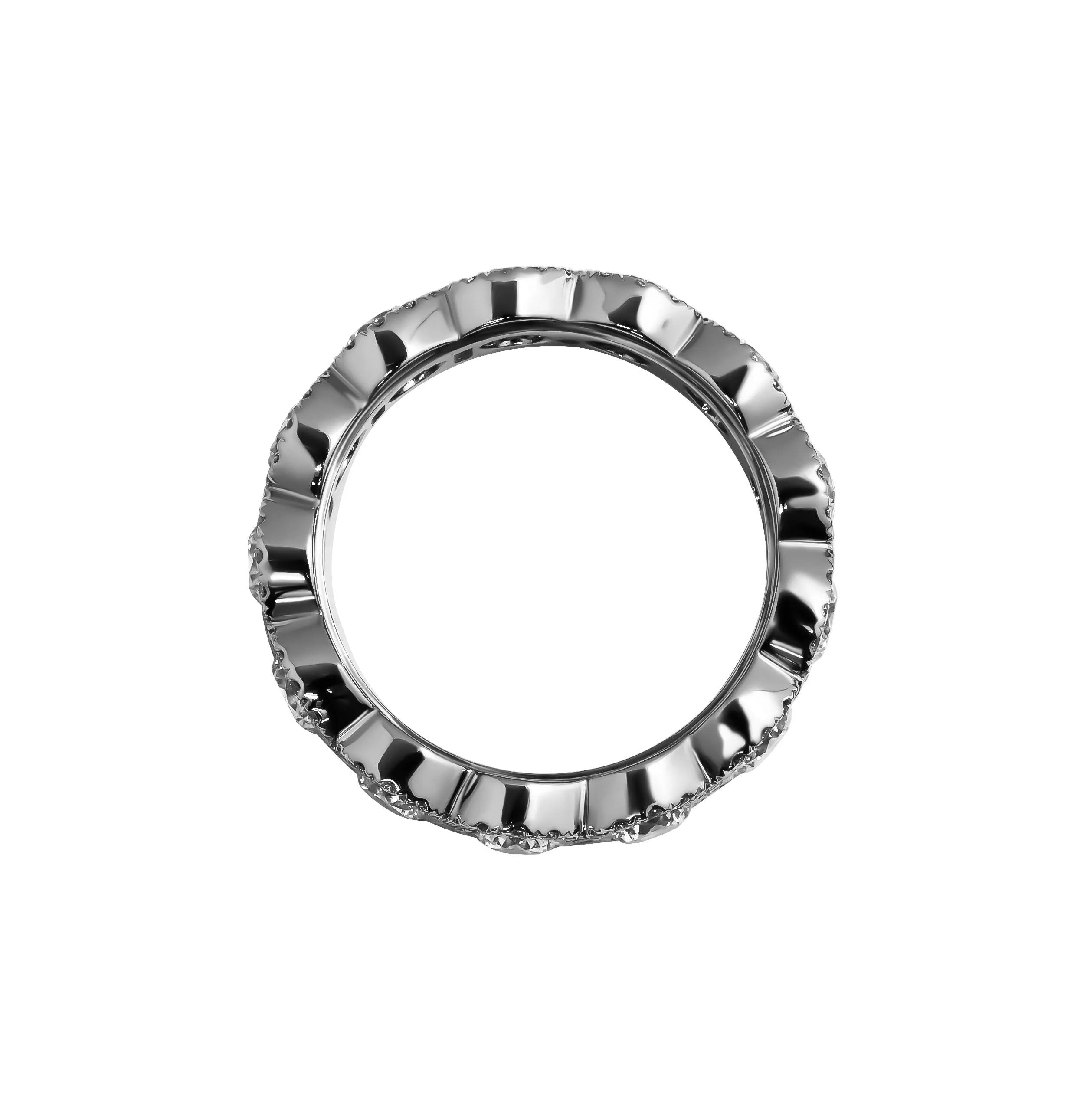 Eternity band in Platinum with Pave Halo around Rounds Stones