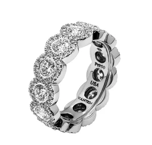 Eternity band in Platinum with Pave Halo around Rounds Stones