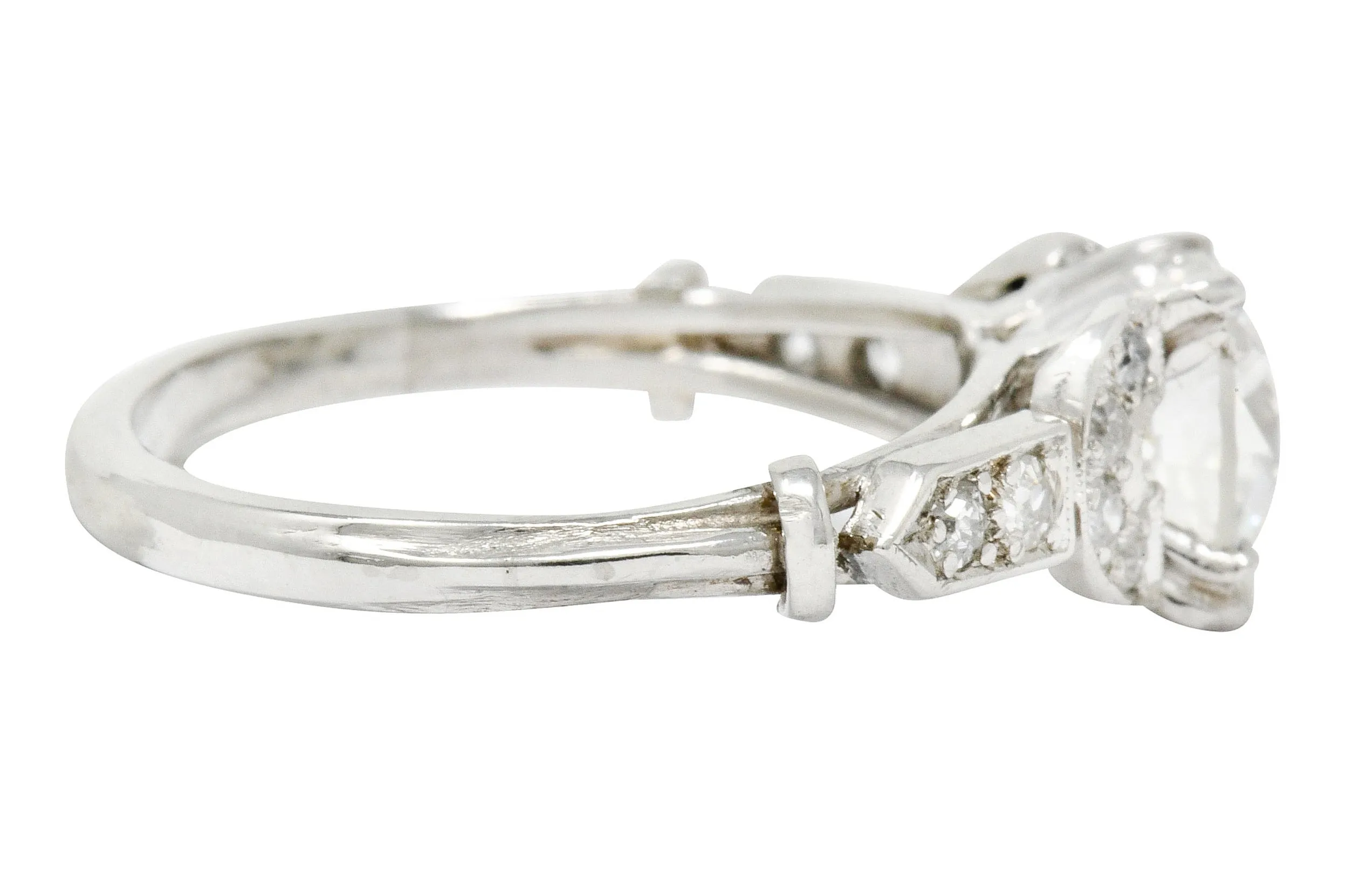 Exquisite Art Deco 1.39 CTW Diamond Platinum Engagement Ring GIA