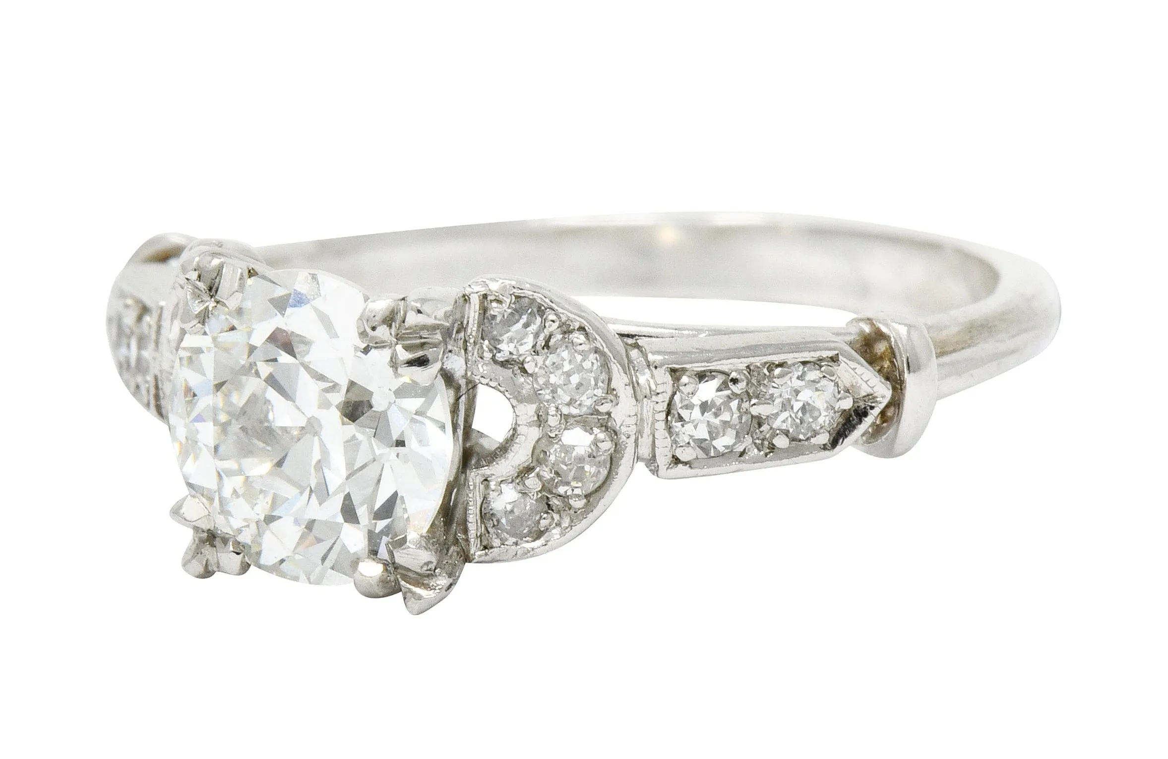Exquisite Art Deco 1.39 CTW Diamond Platinum Engagement Ring GIA