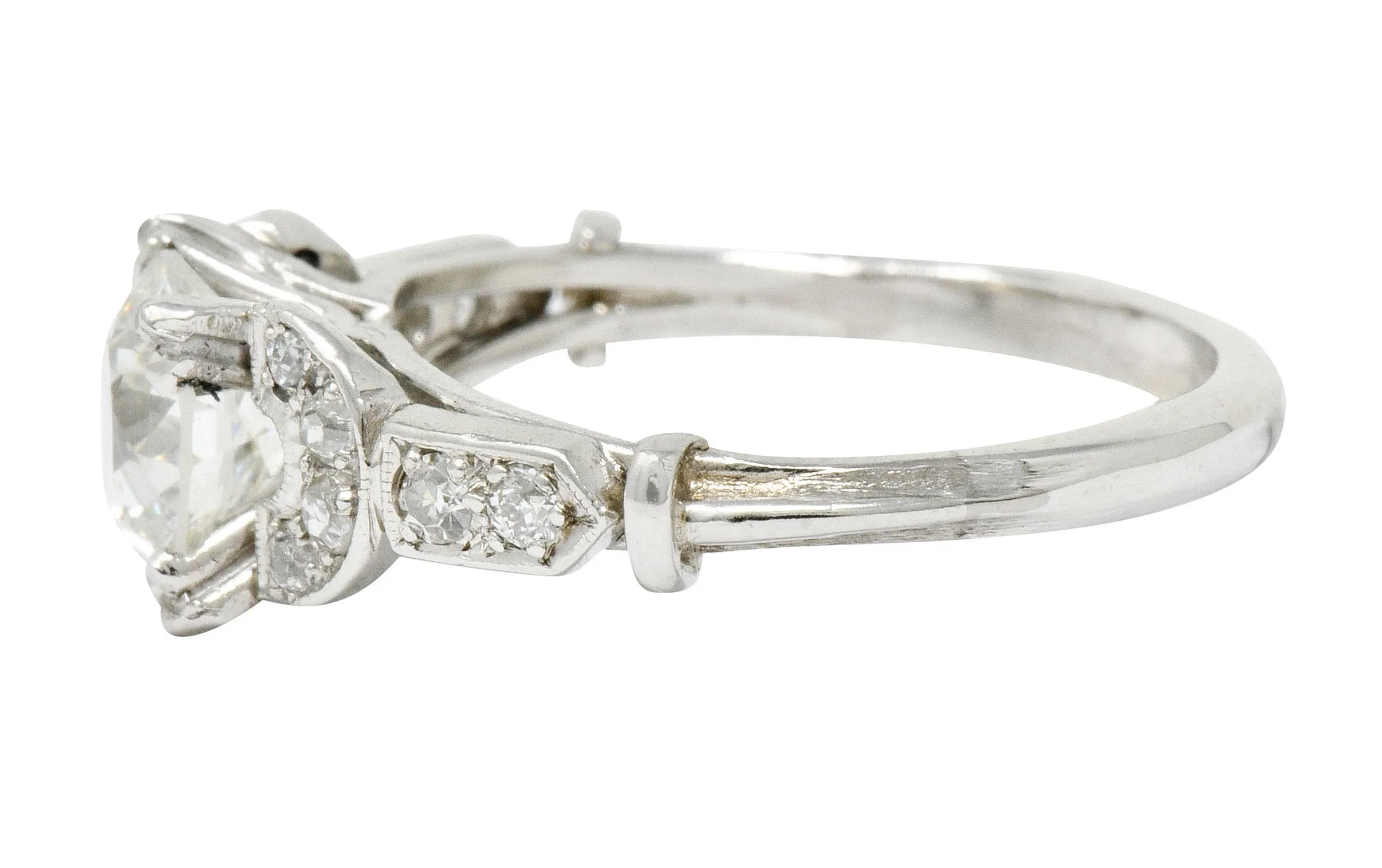 Exquisite Art Deco 1.39 CTW Diamond Platinum Engagement Ring GIA