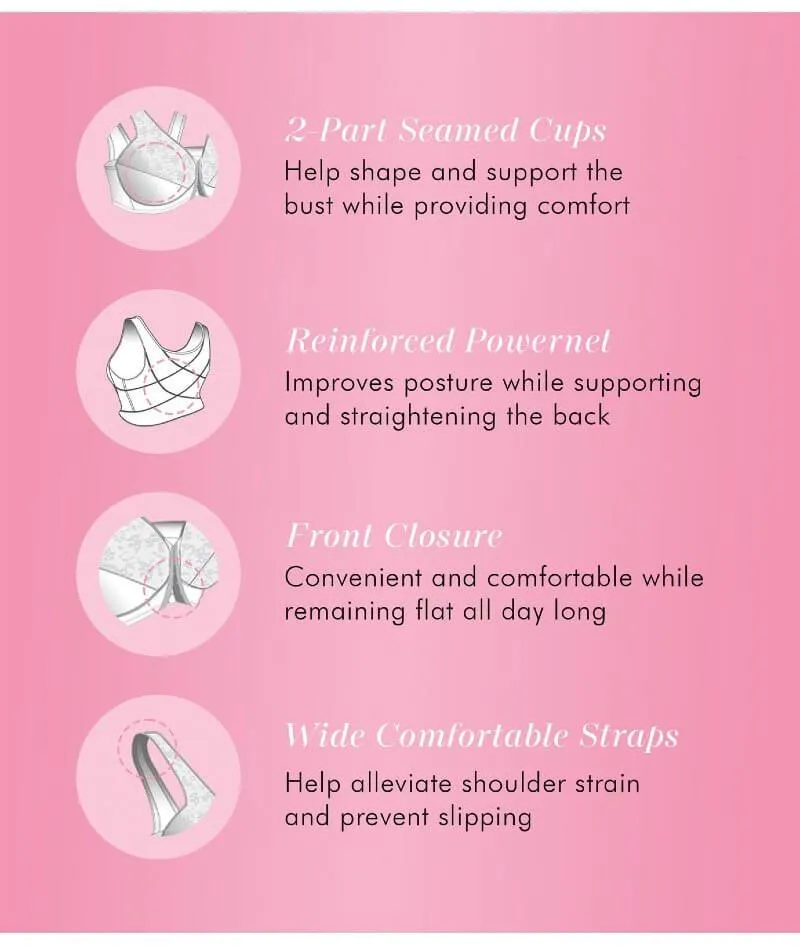 Exquisite Form Fully Front Close Wire-Free Posture Bra With Lace - Black