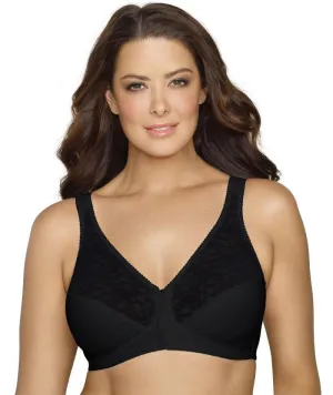 Exquisite Form Fully Front Close Wire-Free Posture Bra With Lace - Black