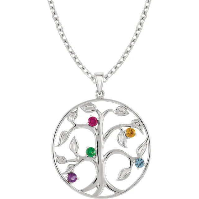 Family Tree Birthstone Pendant or Necklace