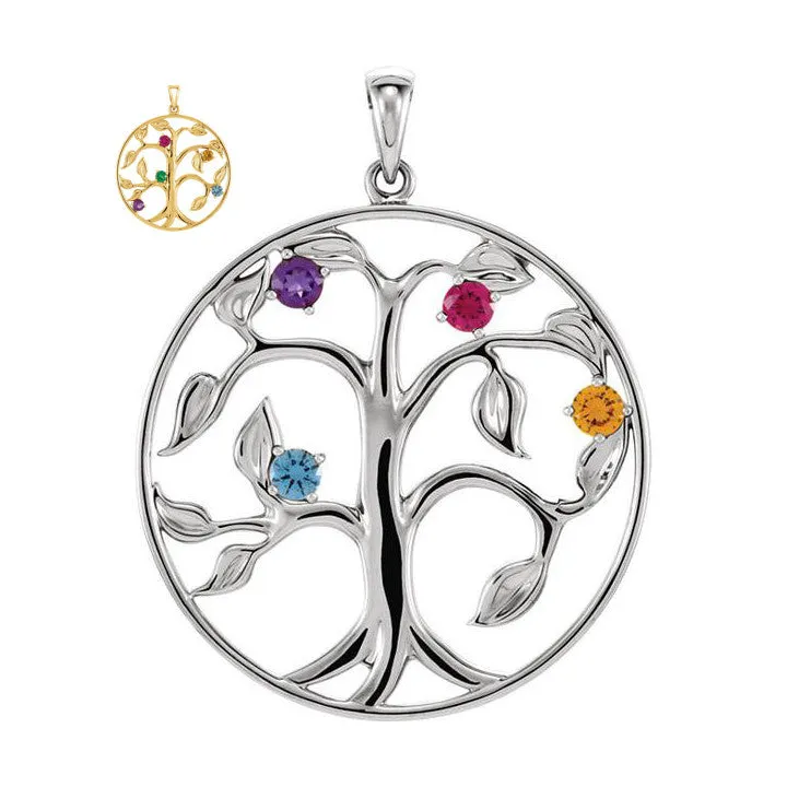 Family Tree Birthstone Pendant or Necklace