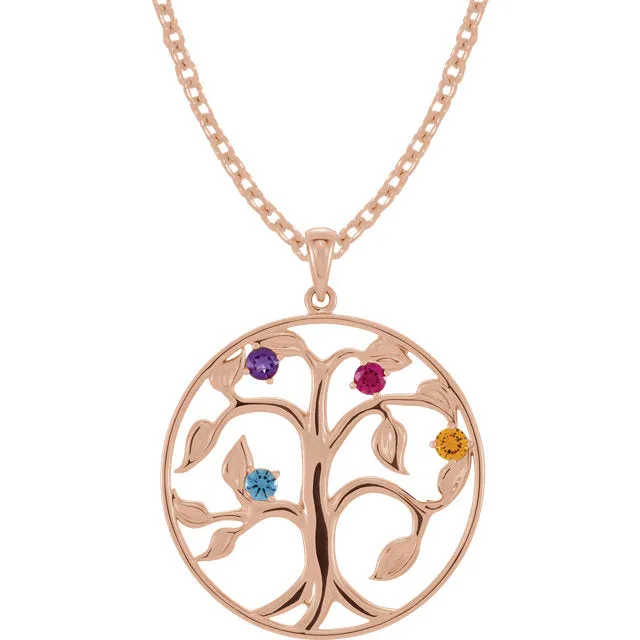 Family Tree Birthstone Pendant or Necklace