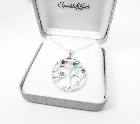 Family Tree Birthstone Pendant or Necklace