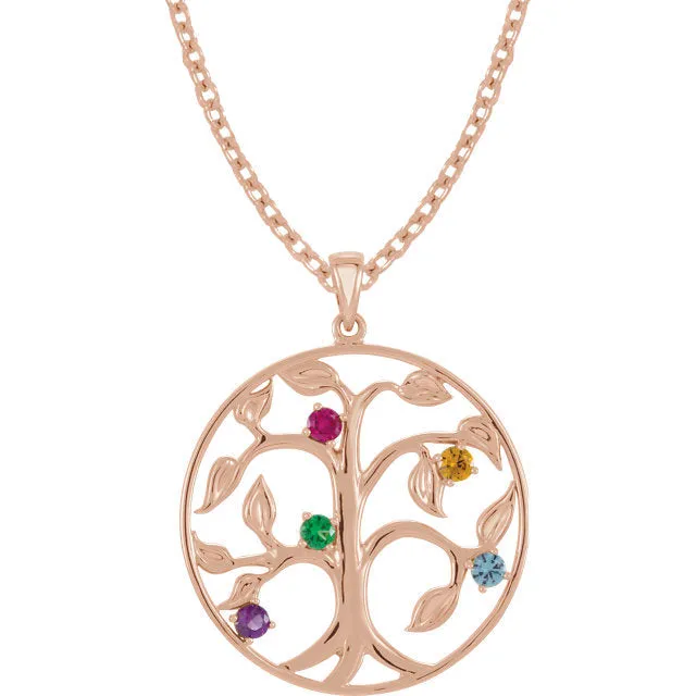 Family Tree Birthstone Pendant or Necklace
