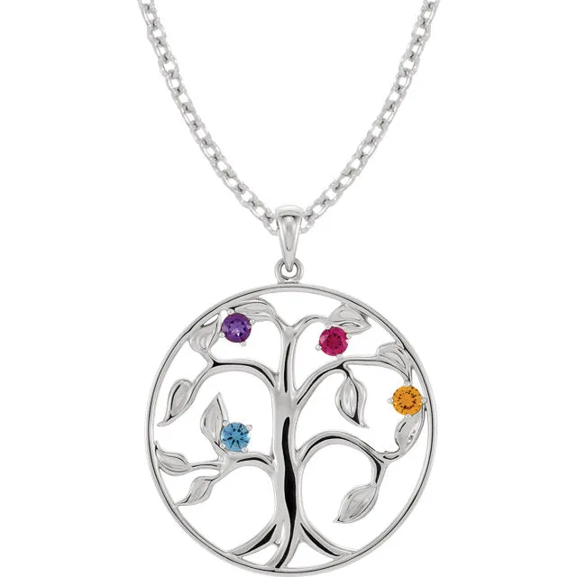 Family Tree Birthstone Pendant or Necklace